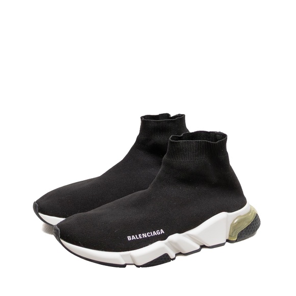 Balenciaga Speed 2.0 Clear Sole Sneakers Black White US 11 - Picture 1 of 12